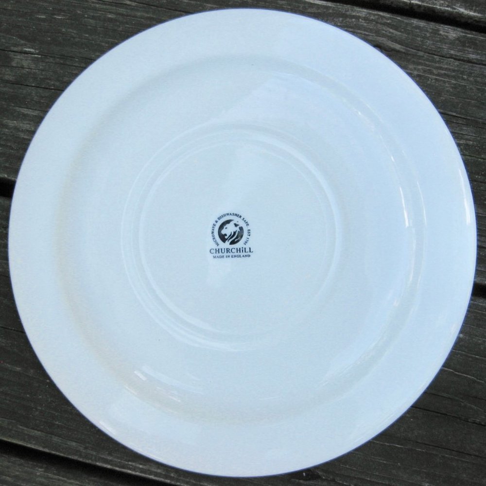 2 Churchill Blue Willow Dinner Plates 10.25" Bird Pagoda Pattern Made in England - Picture 4 of 5